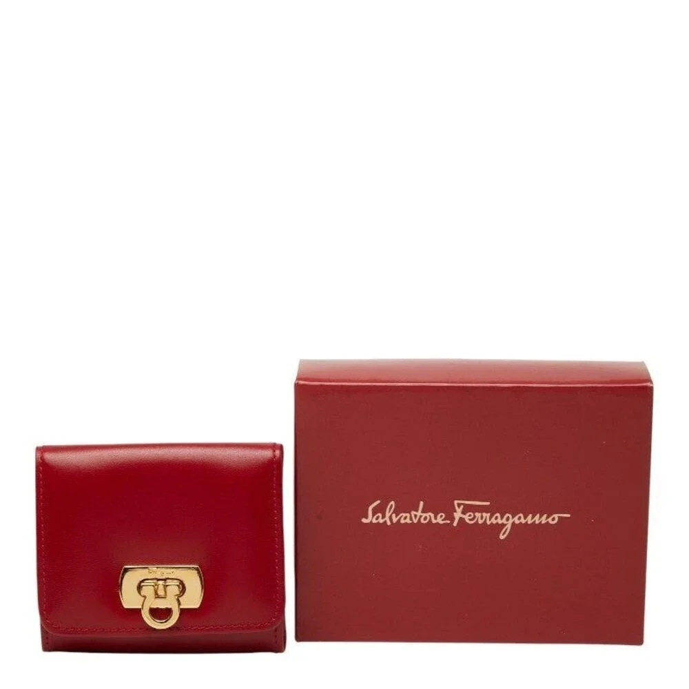 Salvatore Ferragamo Gancini Coin Case Red Gold Plated